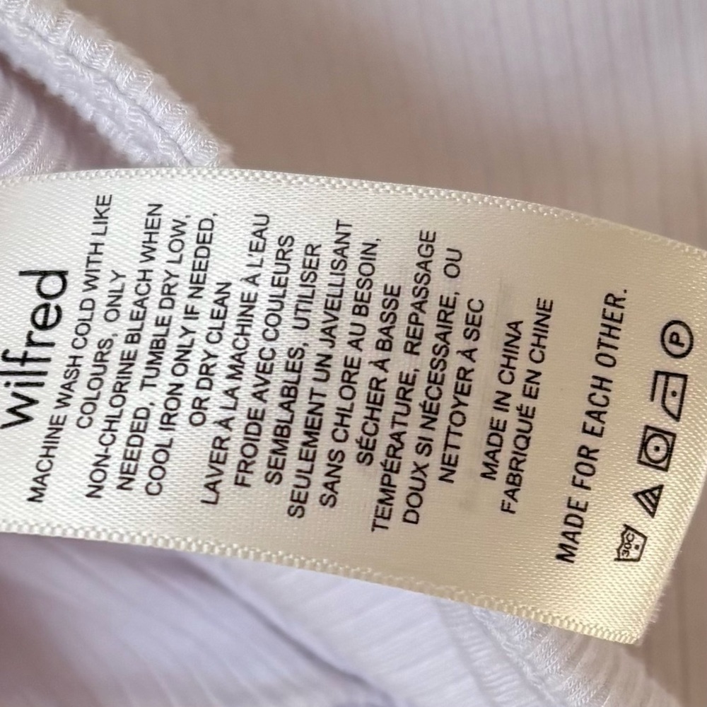 Wilfred| Aritzia| Ivory Ribbed Twist Knot Cropped Tank Top Sz XS - Picture 5 of 6